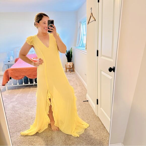 REVOLVE Dresses & Skirts - Tularosa Yellow Lace Sexy Maxi Dress Gown Large